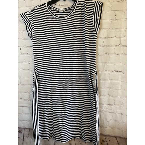 Dresses & Skirts - J Crew Midi Dress Womens Size XS  Black White‎ Striped Belted Cotton Casual